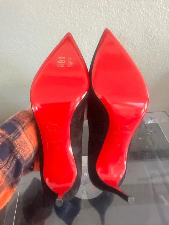 Christian Louboutin Black Suede Pointed-Toe Stiletto Pumps Kate 85 New In Box - Picture 8 of 12